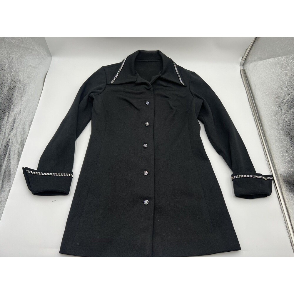 Vintage 60's Cover Girl of Miami Black Rhinestone Trim Blazer Jacket Size XS/S